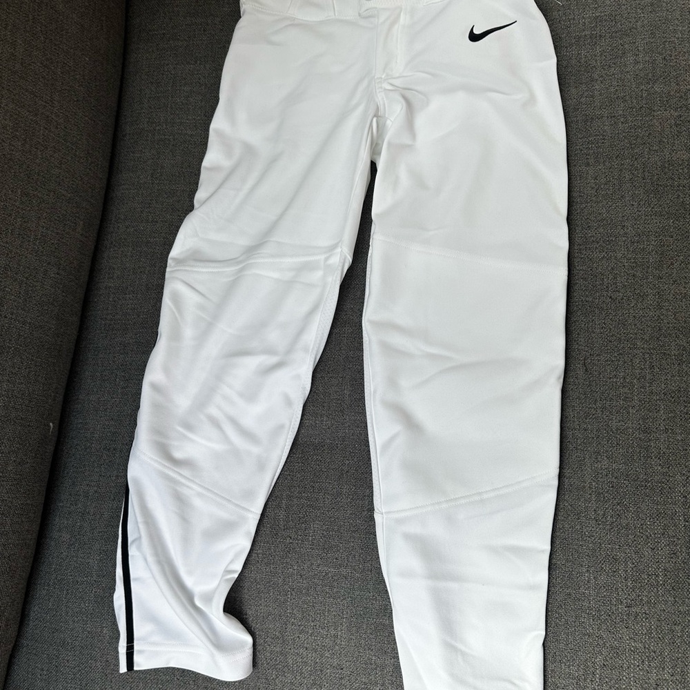 Nike Kids White Baseball Pants with Black piping
